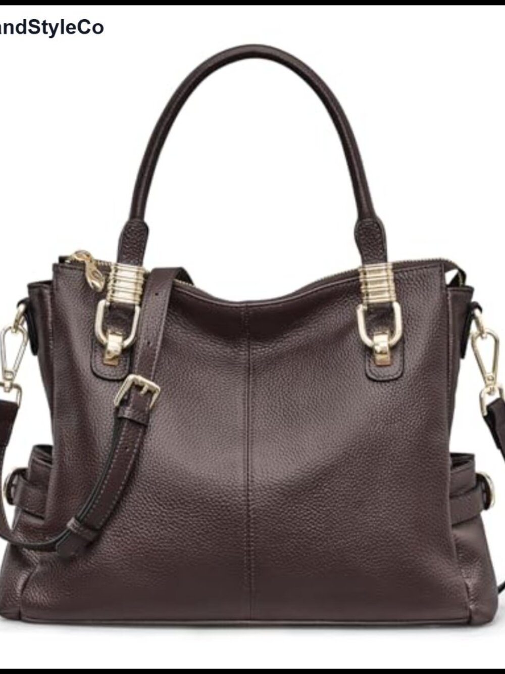 Top Grain Pebbled Cowhide Leather Satchel Tote Shoulder Crossbody Bag